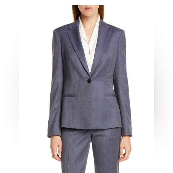 EUC - Hugo Boss Jaliana Blurred Minidessin Wool Jacket - size 8 - Picture 1 of 12